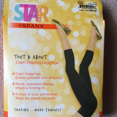 Spanx L Tout & About Back Drop Black  Capri Shaping Leggings Style 2219 NWT