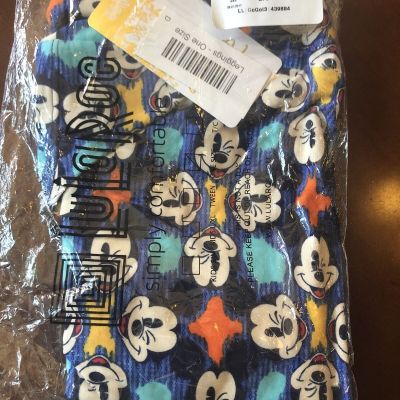 Lularoe Leggings OS New/ Tags  Pants Pajamas Disney Mickey Mouse Winking 24” W