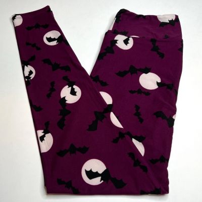 NEW LuLaRoe OS Leggings PURPLE Full Moon BATS Night Spooky Halloween Vampire