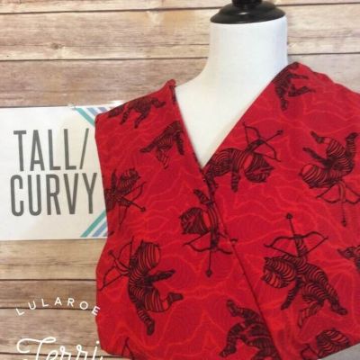 LuLaRoe Tall & Curvy Valentine Leggings Red on Red Patterns with Black cupids