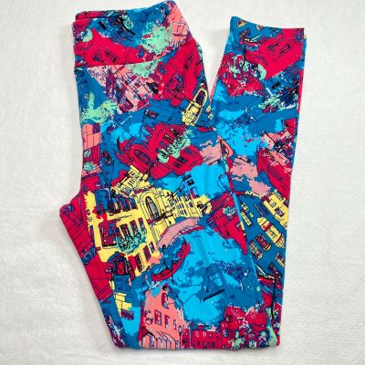 Lula Roe Womens Leggings One Size sz 2-10 Multicolor Venice Italy Print Soft NEW