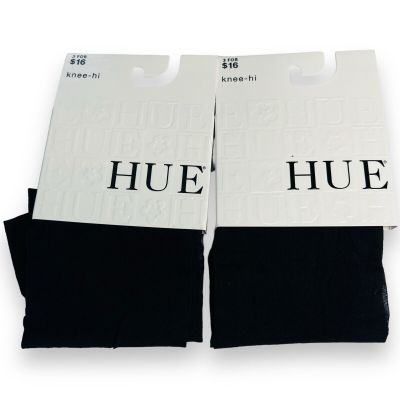 HUE Pindot Knee Hi Womens One Size Black 2 Pair NEW