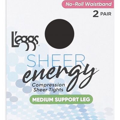 L'eggs Sheer Energy Medium Support Compression Tights Control Top B Off Black