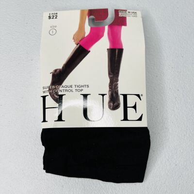 Hue Womens Super Opaque Tights With Control Top Size 1 Black 1 Pair Pack New