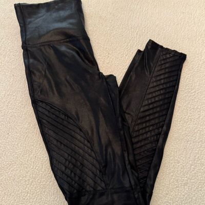 SPANX Faux Leather Moto Legging Womens Sz M Black 28