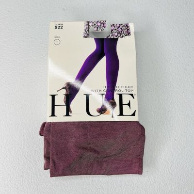 NWT HUE Womens Luster Tights Control Top Size 1 Plum Frost 1 Pair  Pack New