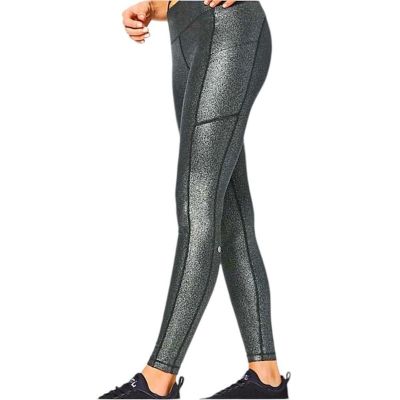 Lululemon Full Length Speed Up Tight Luminosity Foil in Black/Silver - Size 4