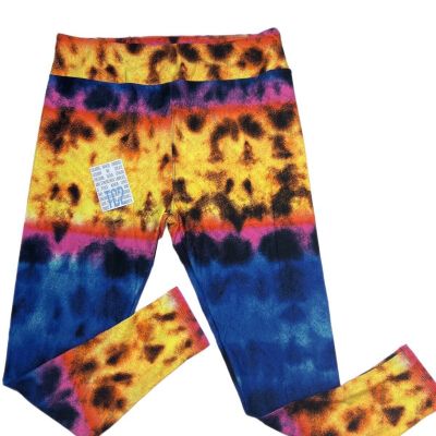 Tc2 Lularoe Leggings Bright pink yellow blue ombre Tie Dye Fits 18/24 RARE