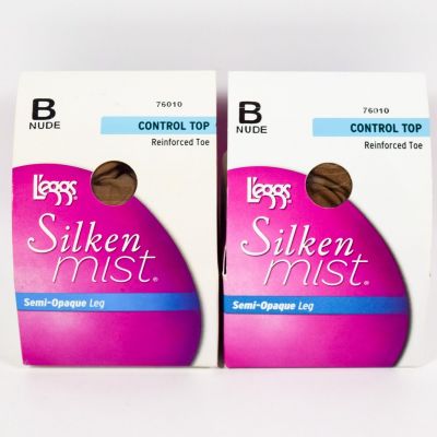 2 L'eggs Silken Mist Control Top Women's  Pantyhose Variety Size B (Medium)