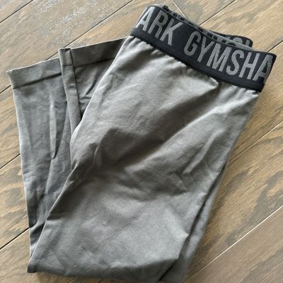 Gymshark Logo Waistband   Gray Leggings Workout Capri Mid Waisted Womens Small S