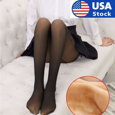 Set 2 Women Thermal Lined  Pantyhose Winter Warm Fleece Tights 1 Black+1 coffee