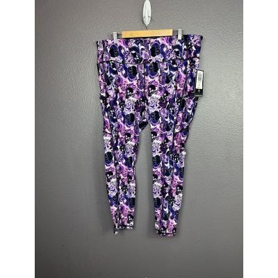 Torrid Active Performance Leggings Size 3 Skull Rose Purple New