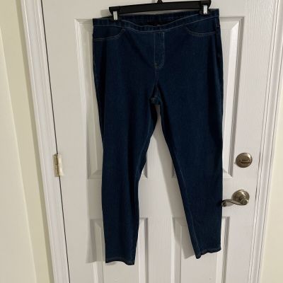 HUE jeggings dark blue size XL stretch mid rise