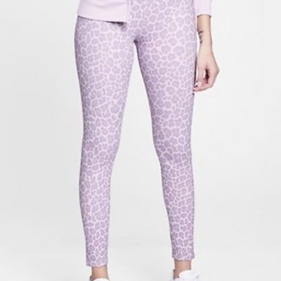 GapFit Women's Studio Sky High Purple Leopard Print Soft Leggings Size XXL *NWT*