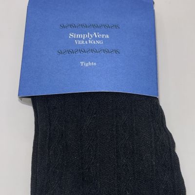 SimplyVera Vera Wang Tights Size 3 NEW Black New Cable Pattern 89d