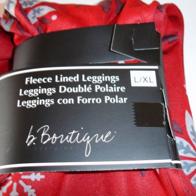 New! Holiday Festive Snowflake Misses Juniors Legging Fleece Lined Leggings L/XL