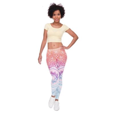 Women Fashion Legging Round Ombre Printing Leggins Slim High Waist  Leggings