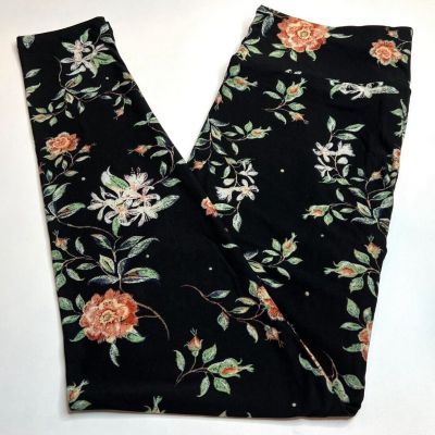 NEW LuLaRoe TC Leggings BLACK PEACH GREEN Sexy Jasmine CARNATION Romantic Flower