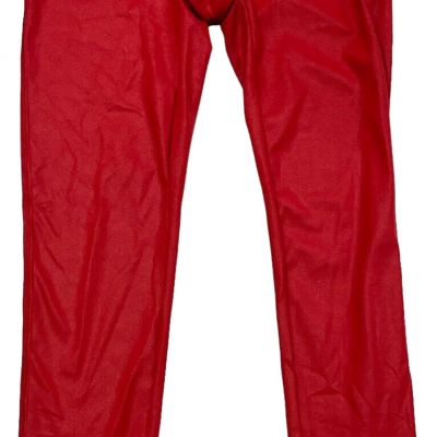 CRZ YOGA Leggings Womens Medium 8/10 Red Matte Faux Leather High Waist Stretch