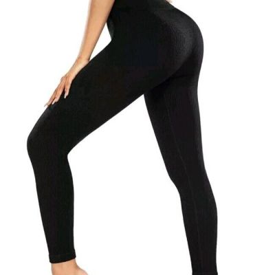 High Waisted Tummy Control No See Through Workout Yoga Pants 2pk SZ L/XL.   E05