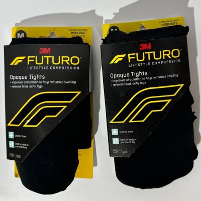 2 Pack Futuro Compression Tights 15/20Mm Moderate Opaque Black