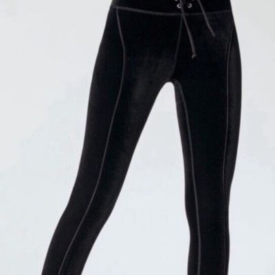 YEAR OF OURS X FREE PEOPLE Black VELVET FOOTBALL LEGGINGS PANTS LACE UP SMALL