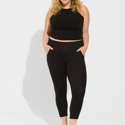 TORRID BLACK PREMIUM SIGN WAIST POCKET CROP LENGTH LEGGINGS SIZE 3 (3X/ 22-24)