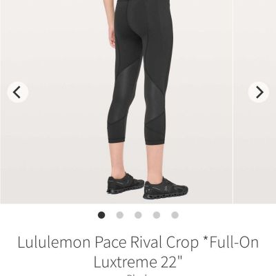 Lululemon Pace Rival Crop black size 2