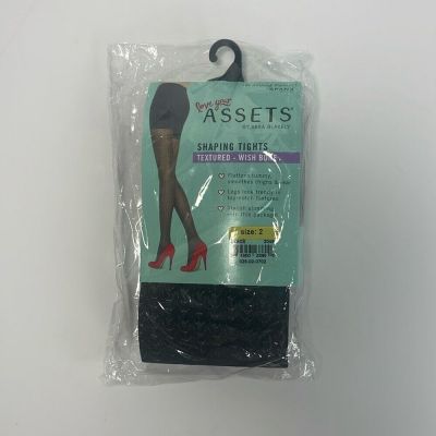 Assets By Sara Blakely Black Wishbone Texture Shaping Tights Women's Size 2