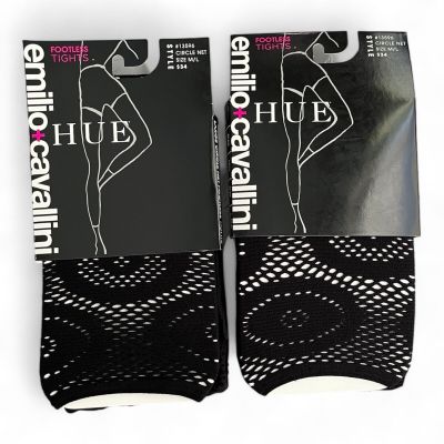 Hue Large Circle Net Footless Tights Black M/L 2 Pair