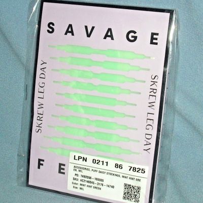 Savage x FENTY Thigh High Stockings Puff Daisy Mint Hint Green M/L New