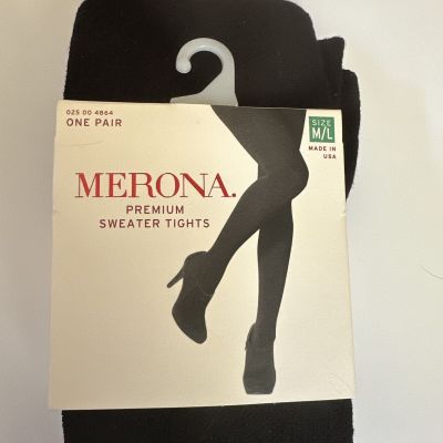 Merona Premium Sweater Tights Black Cable Size M/L Thick Rayon Nylon