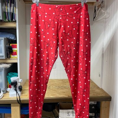 Disney Women's Leggings Minnie Polka Dots Bows Size 1X Red -Pre-Owned