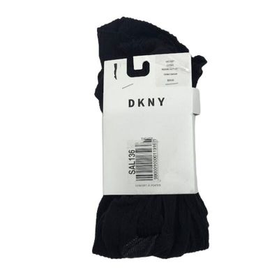 DKNY Hosiery Ribbed Tights M Skin-Sense Stretch Comfort Fit Black DYF001
