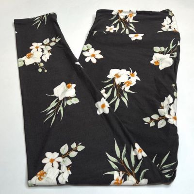 NEW LuLaRoe TC2 Leggings GRAY WHITE GREEN Flower Tropical ORCHID Vacation Island