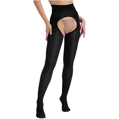 US Womens Tights See Through Pantyhose Silk Bodystocking Oil Pants Glossy Sexy