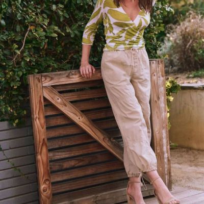 Nic + Zoe poplin parachute pant in Khaki