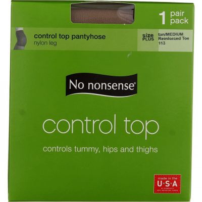 No Nonsense 044/113Q Size Q Tan Control Top Nylons