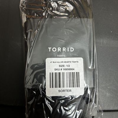 Torrid Black All Over Hearts Tights Size 1X/2X