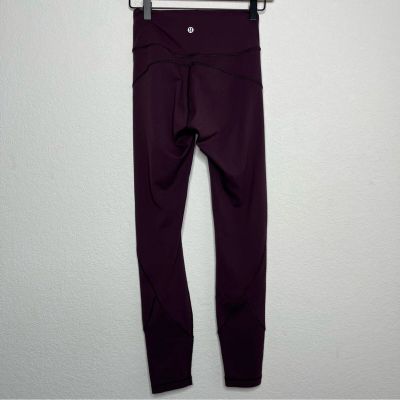 Lululemon Women Leggings 4 In Movement 7/8 Tight Everlux Burgundy