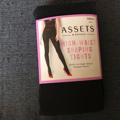 New Assets Spanx sz 4 Black High-Waist Shaping Tights w/ Built-In Shaper Short