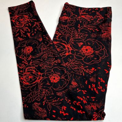 NEW LuLaRoe TC Leggings RED BLACK Flower Goth Gothic ROSE Romantic Halloween HOT