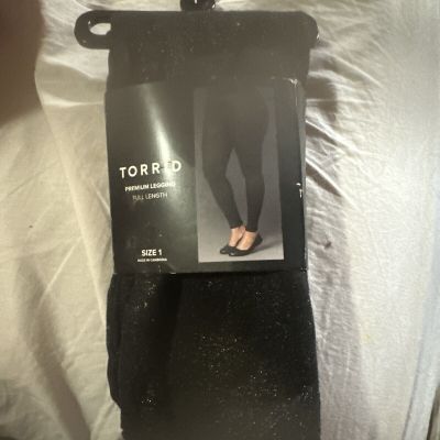 Torrid Plus Size 1 (36x25) Leggings Solid Black Glitter Wide Elastic Waistband