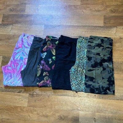 Lot of Six Pairs Of Print and Solid Leggings Size XL (15-17)