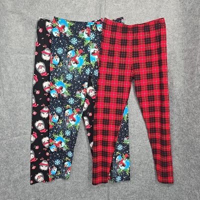 Woman Plus Size Leggins 3 Pairs Colorful Christmas Core Pajama Party Very Soft