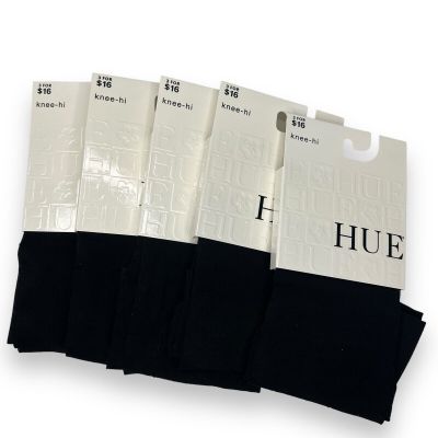 New Women’s Hue 5 Pair Black Pindot Knee Hi One Size Fits Most