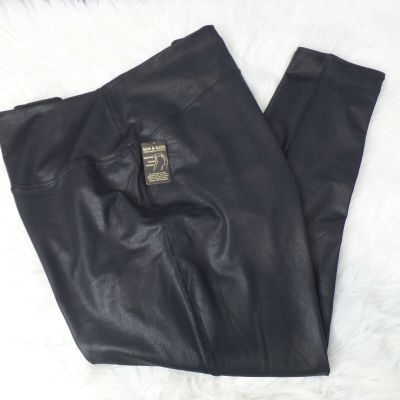 DG2 by Diane Gilman Slim & Sleek Coated Knit Leggings Black Size 3X