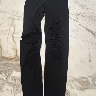 Express Black Distressed Leggings with Slits Size Small EUC