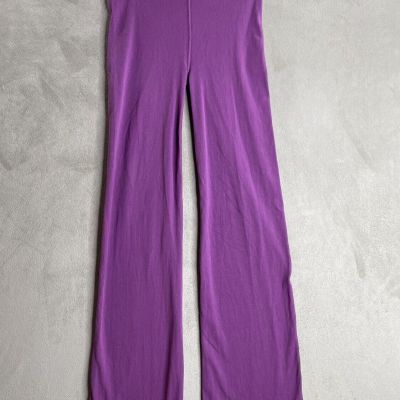 Pact Ribbed High Waist Leggings size Large Organic Cotton  Purple Full Length