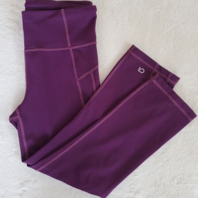 Gap Fit Gfast Cropped Leggings Womens Small Purple Zip Pocket Yoga Gym Athletic